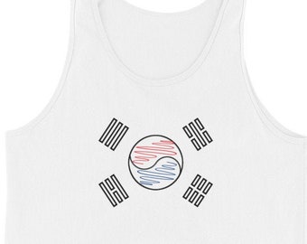 Korean Flag Unisex Tank Top, Summer Tank Top, Korean Tank Top, Korean Fashion, Korean, Kpop, Kdrama, Unique Tank Top, BTS, Sleeveless, Flags