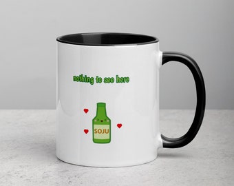 Cute Mug with Color Inside, Coffee Mug, Korean, Cup with Handle, Tea Mug, Drink, Funny Mug, Gifts, Ceramic Mug, BTS, Blackpink, Korea