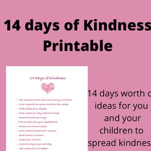 14 Days of Kindness Printable-Valentines Day Printable-Valentine&#39;s Day Activities for Kids- Random Acts of Kindness Printable