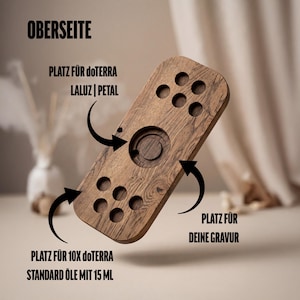 Aroma Board Premium Qualität – für 10 Öle & Diffuser, kein Wackeln, keine Zentrierlöcher, verstecktes Kabelfach, 120 Tage Garantie - Walnuss