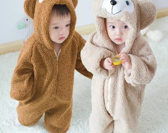 fuzzy bear onesie baby