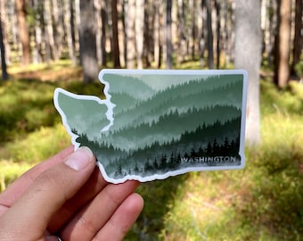 Washington Forest Mountain Sticker Custom | Water bottle Laptop Planner Car