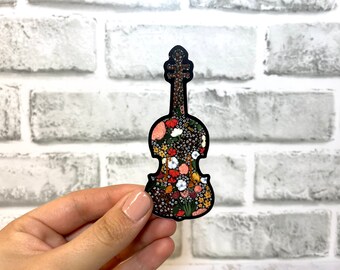 Aufkleber Musiknoten Blumen Violine Viola Cello Bassorchester | Wasserflasche Laptop Planer Auto | Geschenk für sie | Geschenk für die Wertschätzung des Lehrers