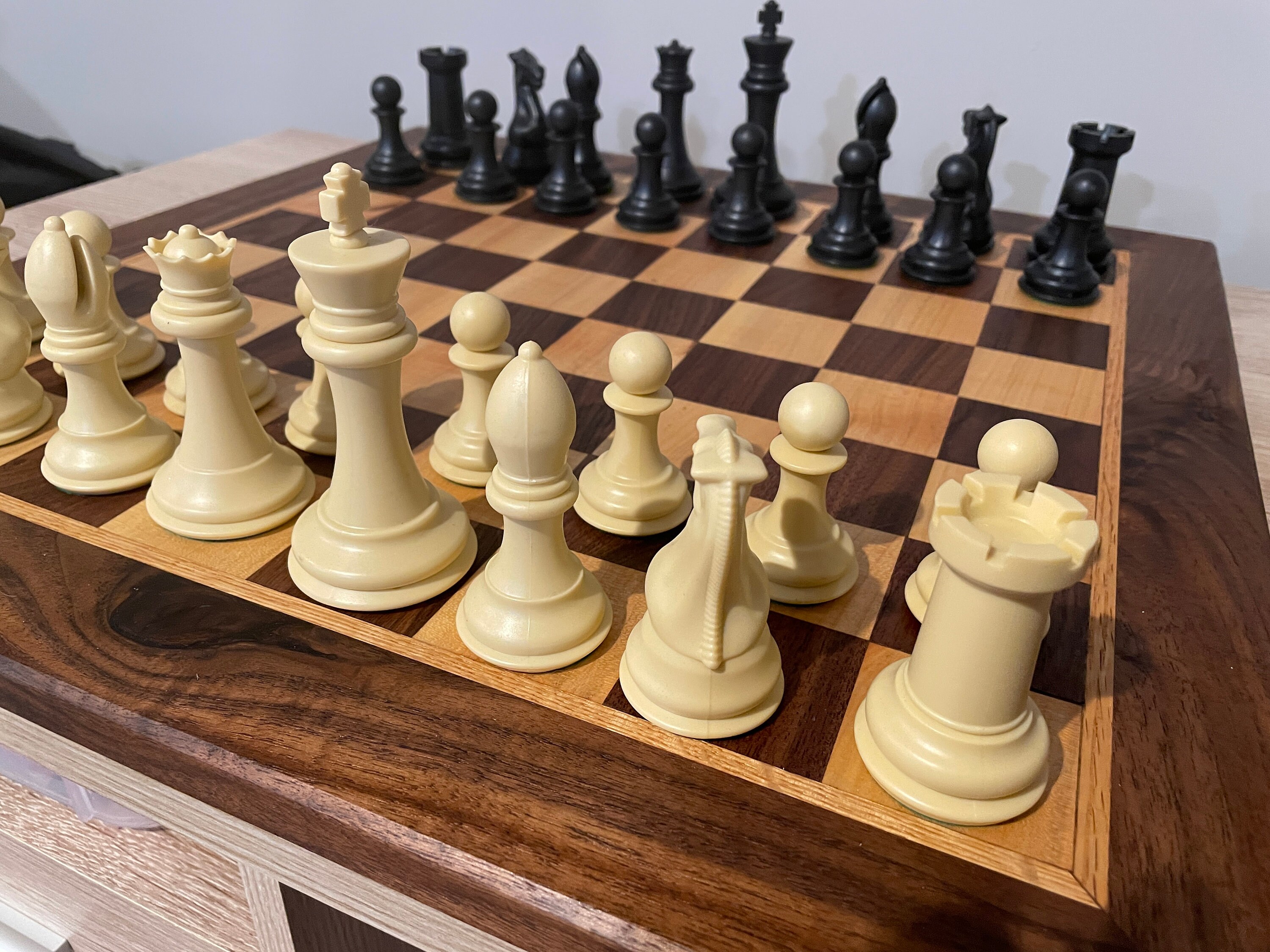 Folding Walnut and Maple Wooden Tournament Chess Board