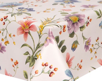 Budding Flowers Multi Floral Wipe Clean Vinyl Tablecloth