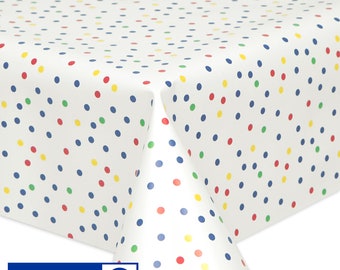 Rainbow Polka Dot Wipe Clean Vinyl Tablecloth