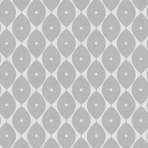 May include: A seamless pattern of grey teardrop shapes with white circles in the centre, on a white background.