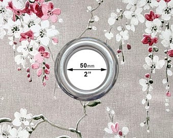 Cherry Blossom Outdoor Garden Patio Wipe Clean Tablecloth with 50mm Parasol Hole Silver Metal Ring