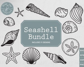 Seashell Bundle SVG, Seashell bundle cut files, Shells, Starfish, Sand Dollar