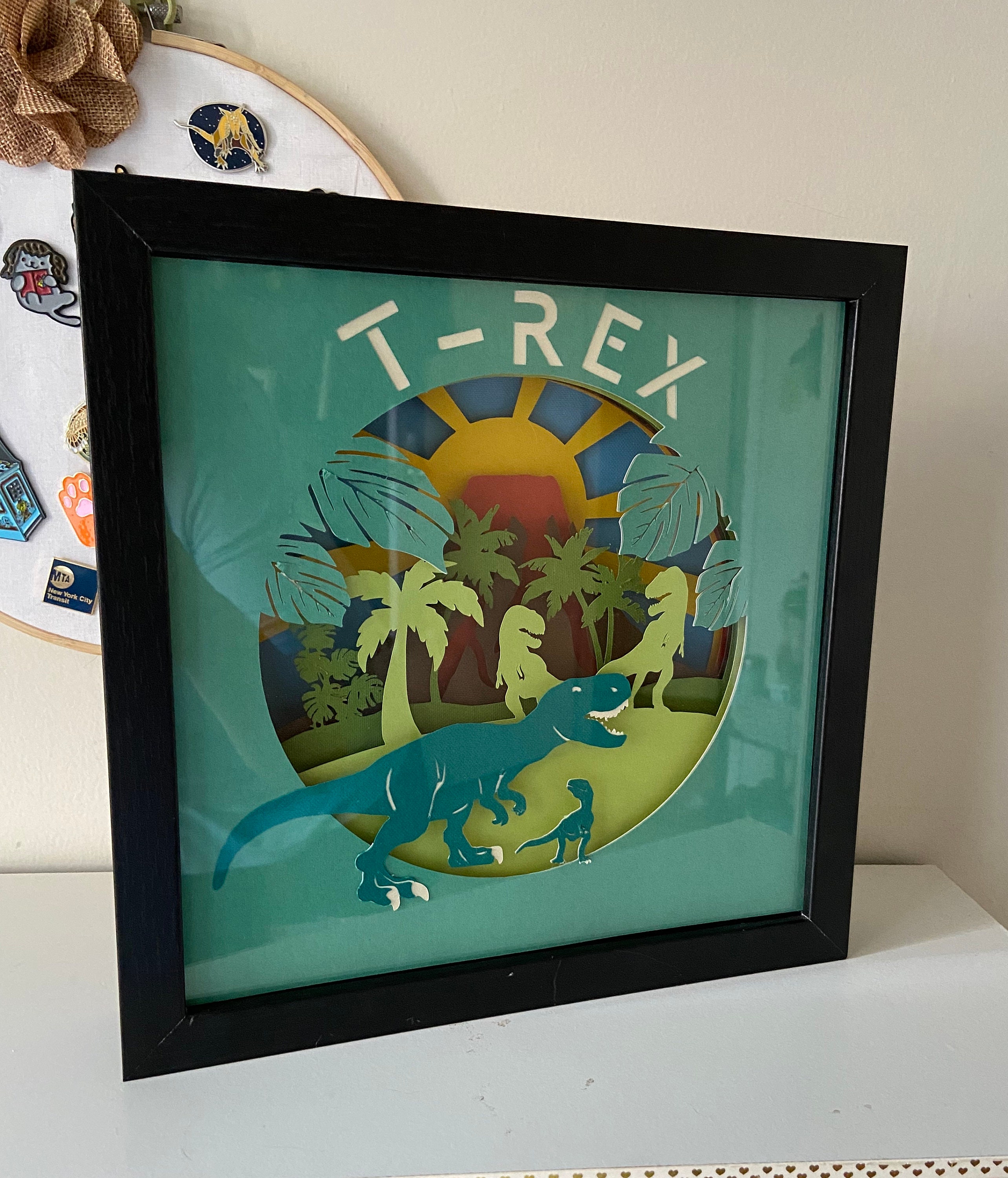 T-rex Shadow Box - Etsy