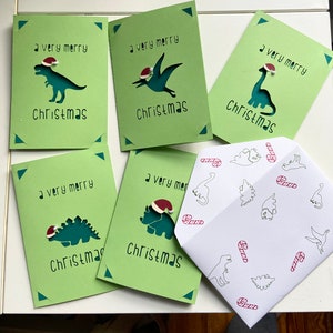 5 Dinosaur Christmas Cards