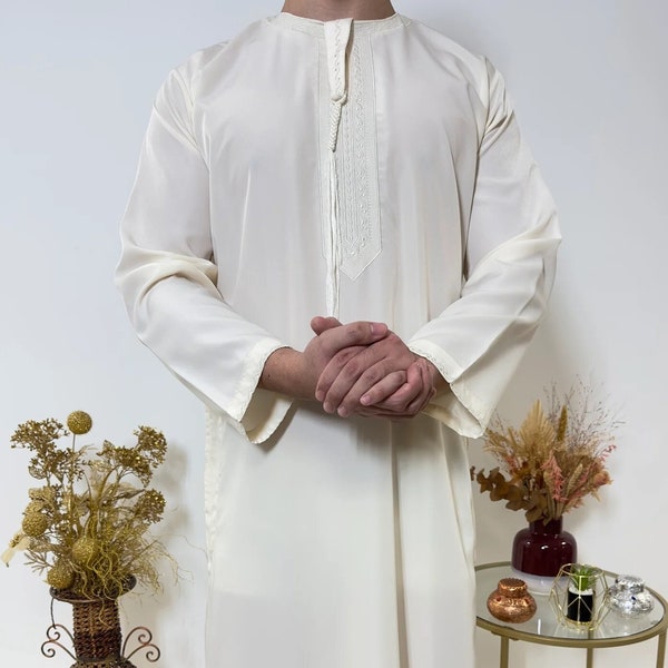 Emirati Kamees Cream | Men's Eid outfit | Men's Qamis | Ramadan outfit | Men's prayer outfit | Men's Islamic outfit | Saudi Qamis