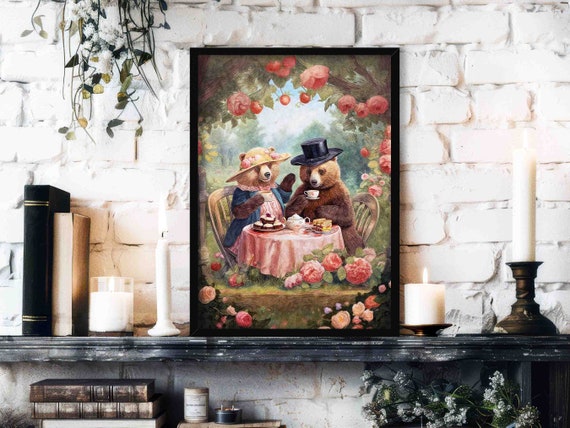 Teddy Bear Picnic Wall Art Print // Whimsical Painting Style