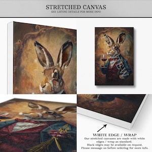 Hare Drinking Wine Wall Art Print / Vintage Painting Style Portrait of ...
