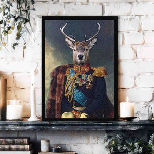 Ram Wall Art Print // Vintage Painting Style Portrait of Gentleman