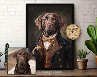 Custom Victorian Pet Portrait from Your Photo, Personalised Dog or Cat Wall Art Print