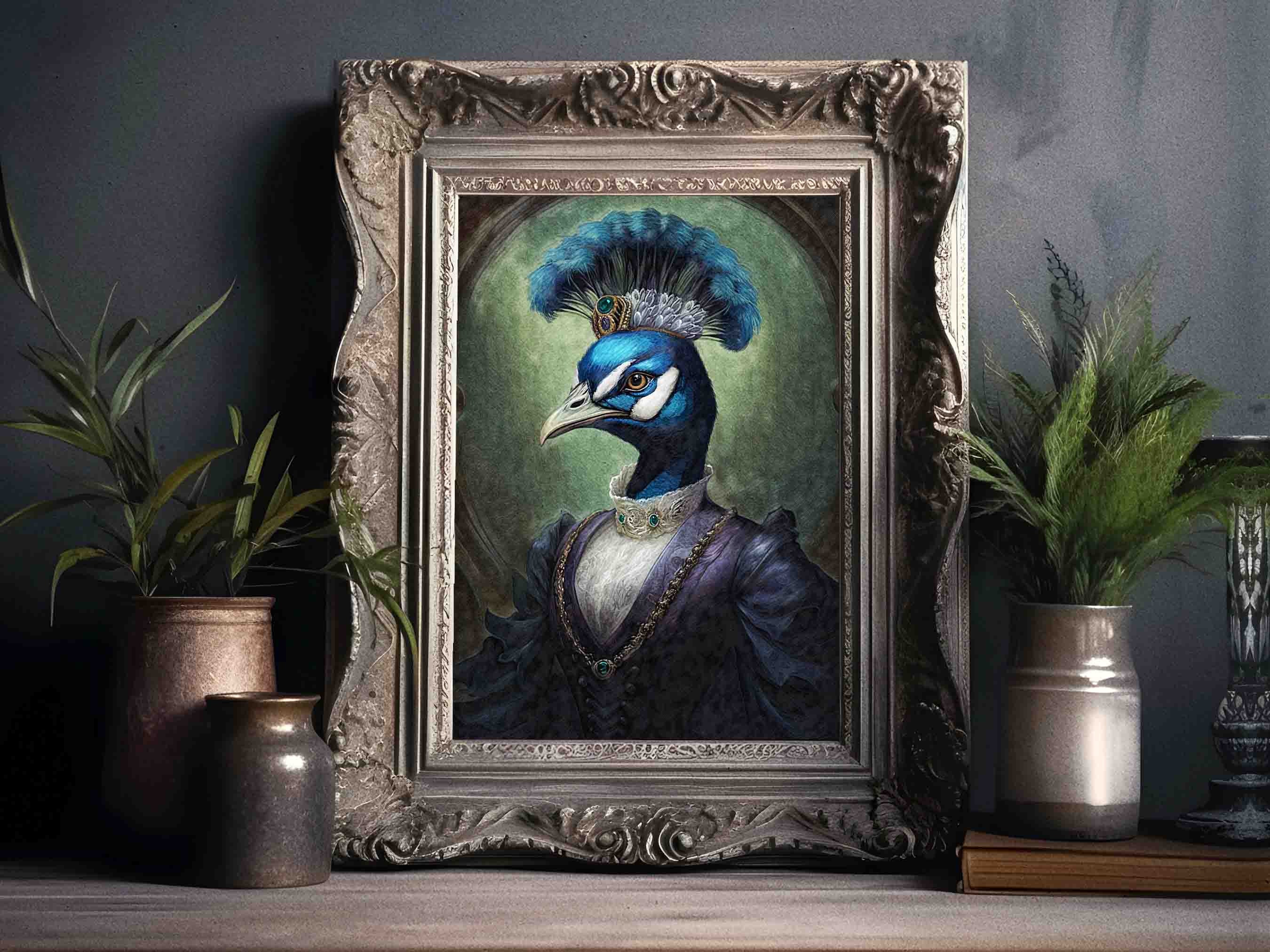 Adult Elite Level Full Drill Round Diamond Painting Kit Royal Blue Peacock  38X21 Inches 