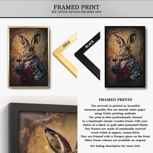 Hare Drinking Wine Wall Art Print / Vintage Painting Style Portrait of ...