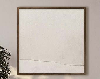 Oversized White 3D Textured Abstract Art: Boho Canvas Painting