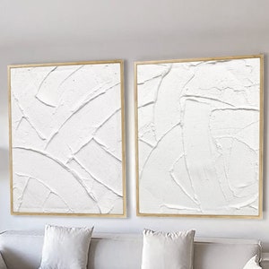 Nordic White Abstract Painting Set: 3D Texture, Modern Minimalist Art