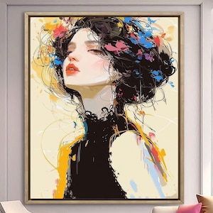Abstract vrouwelijk schilderij cartoon muurkunst eenvoudige mode kunst vrouwelijk silhouet modern figuur schilderij eigentijds vrouwelijk canvas minimalistische kunst
