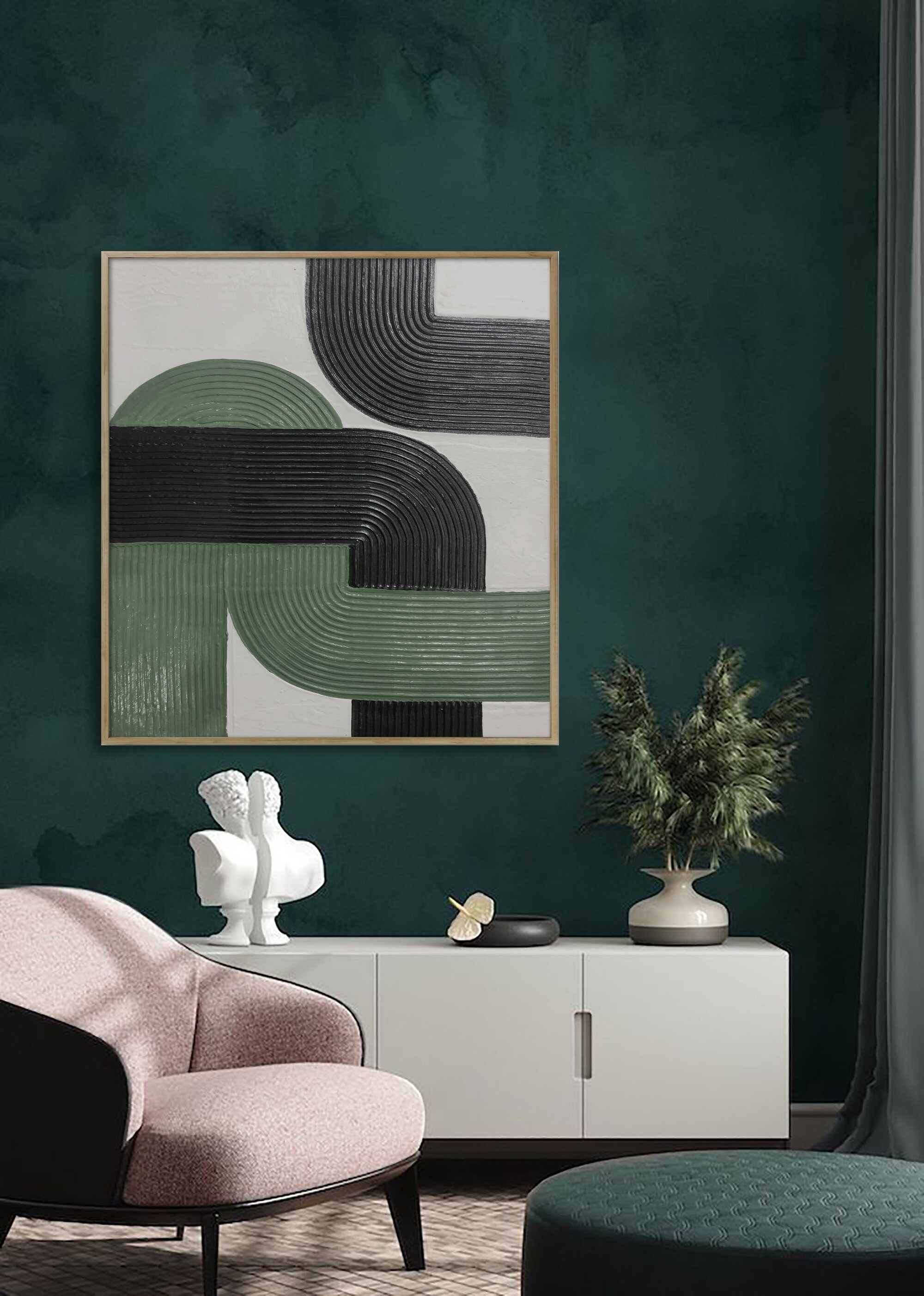 Minimalist Plaster Wall Art, Scandinavian Midcentury Modern Art