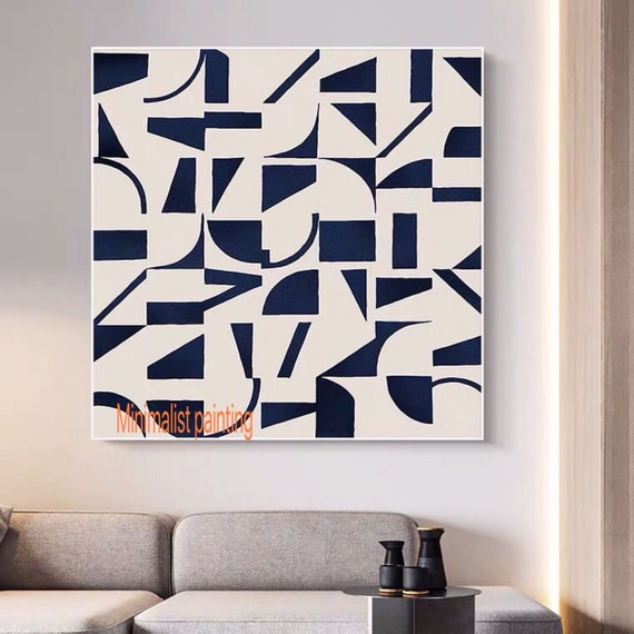 Black and White Abstract Painting: Large Nordic Canvas Art