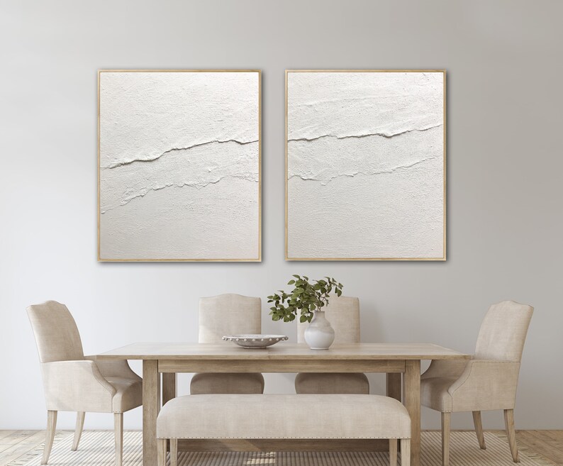 Set of 2 Offwhite Wall Art 3d Texture Art Oversized Boho Etsy