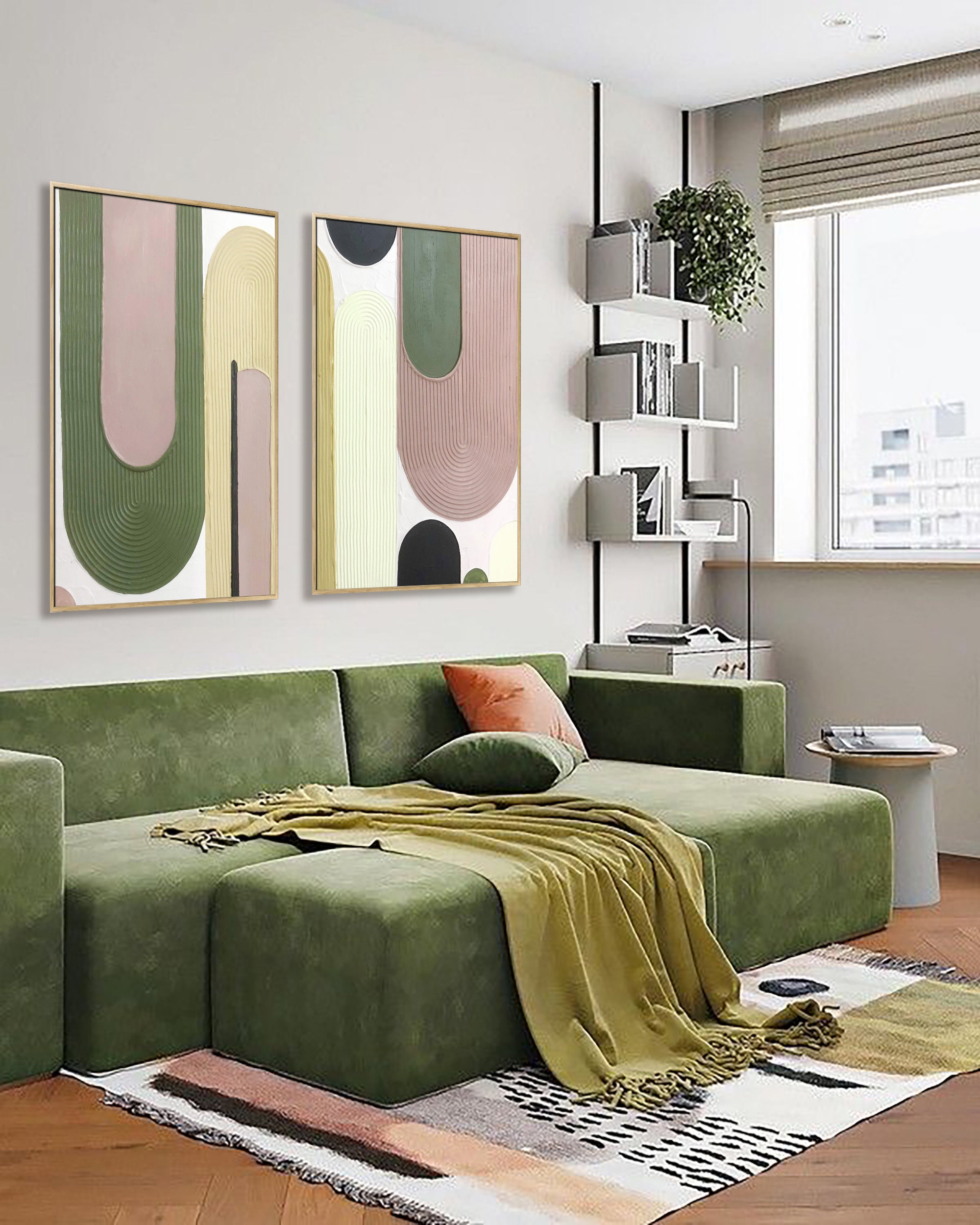 2 Piece Plaster Rainbow Art Green Arches Plaster Art New Etsy