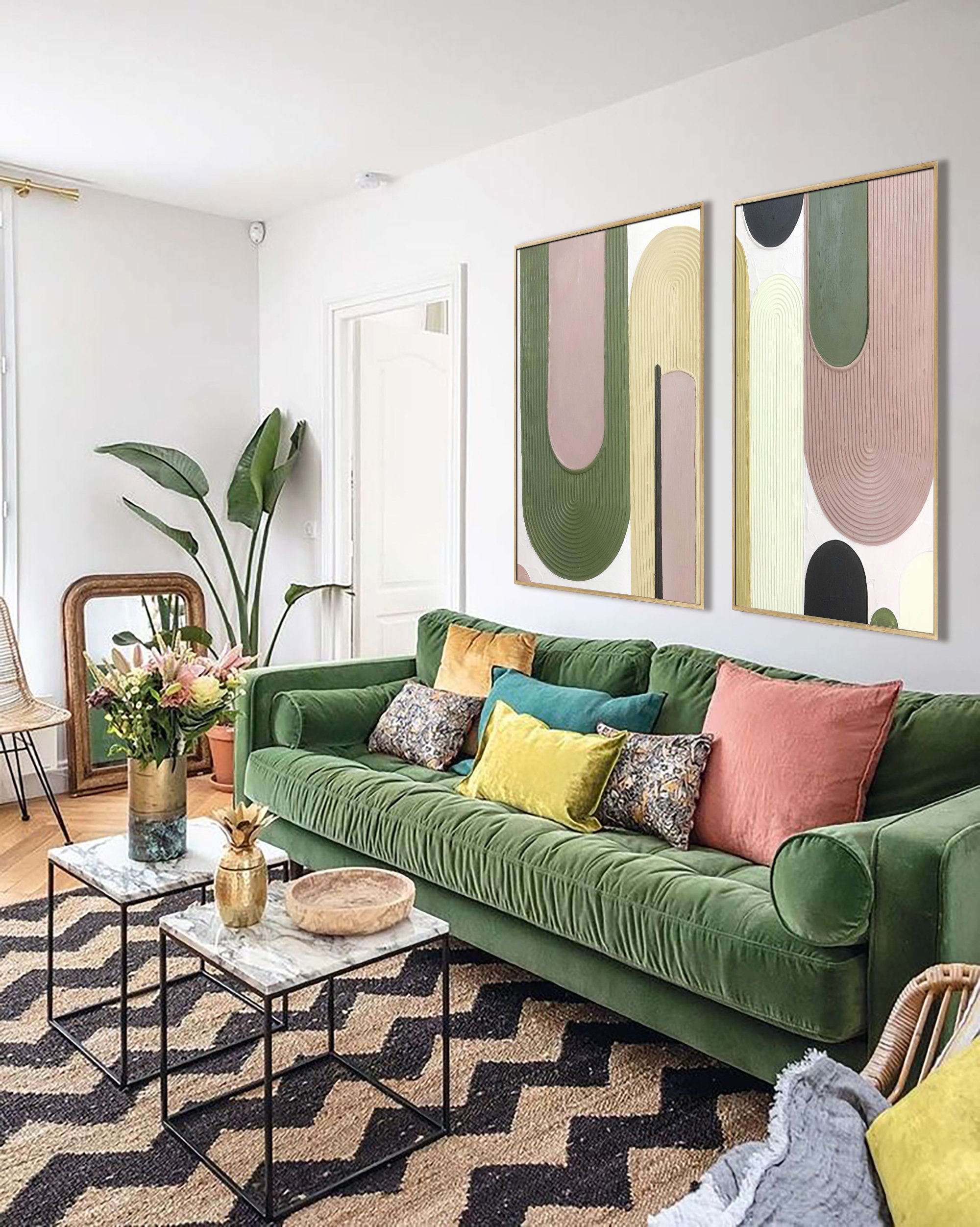 2 Piece Plaster Rainbow Art Green Arches Plaster Art New Etsy