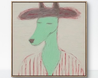 Abstract Animal Portrait Deer Wall Art Minimalist Modern Living Room Canvas Decor