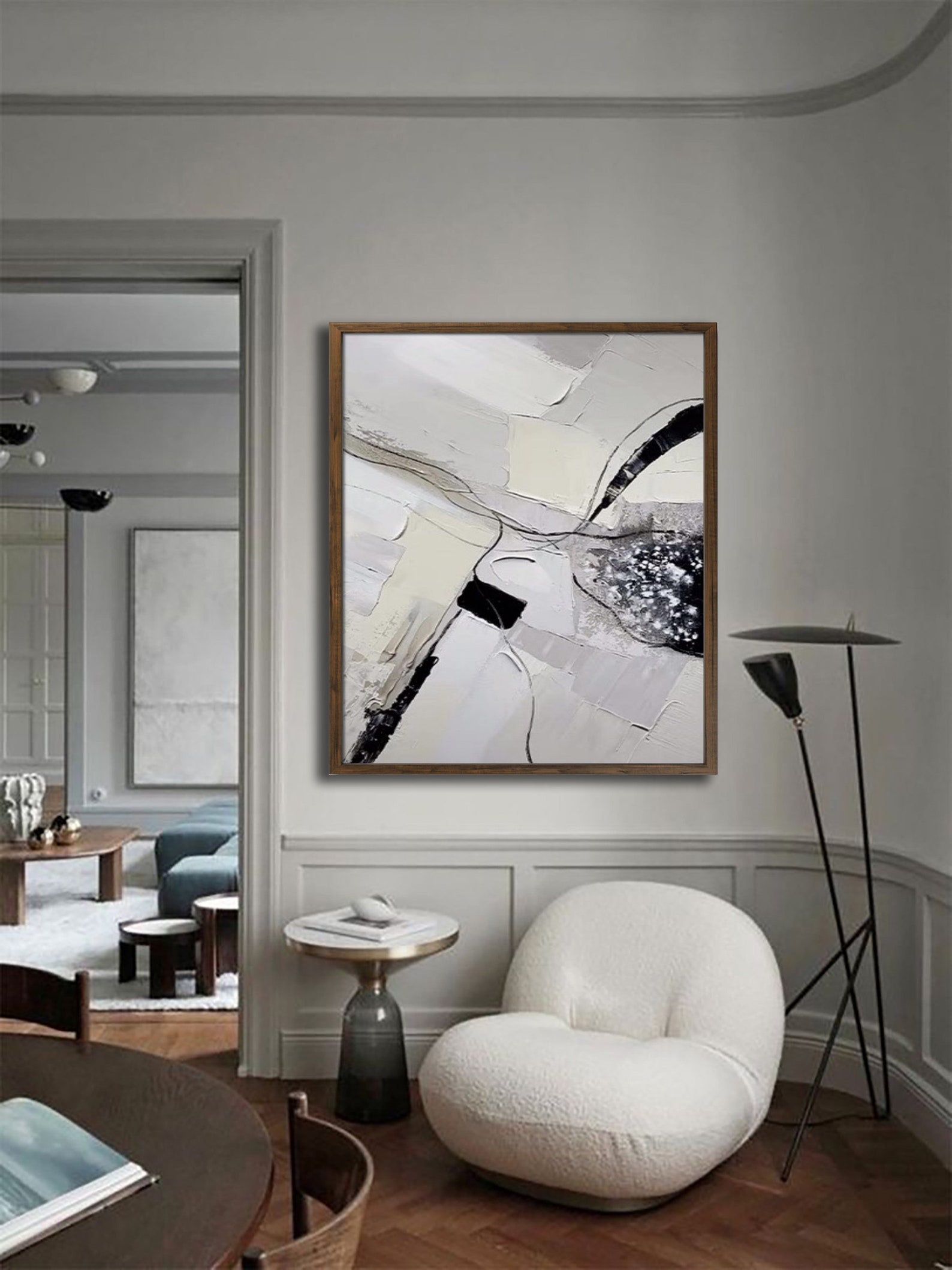 Large Abstract Painting Beige 3D Texture Painting White - Etsy