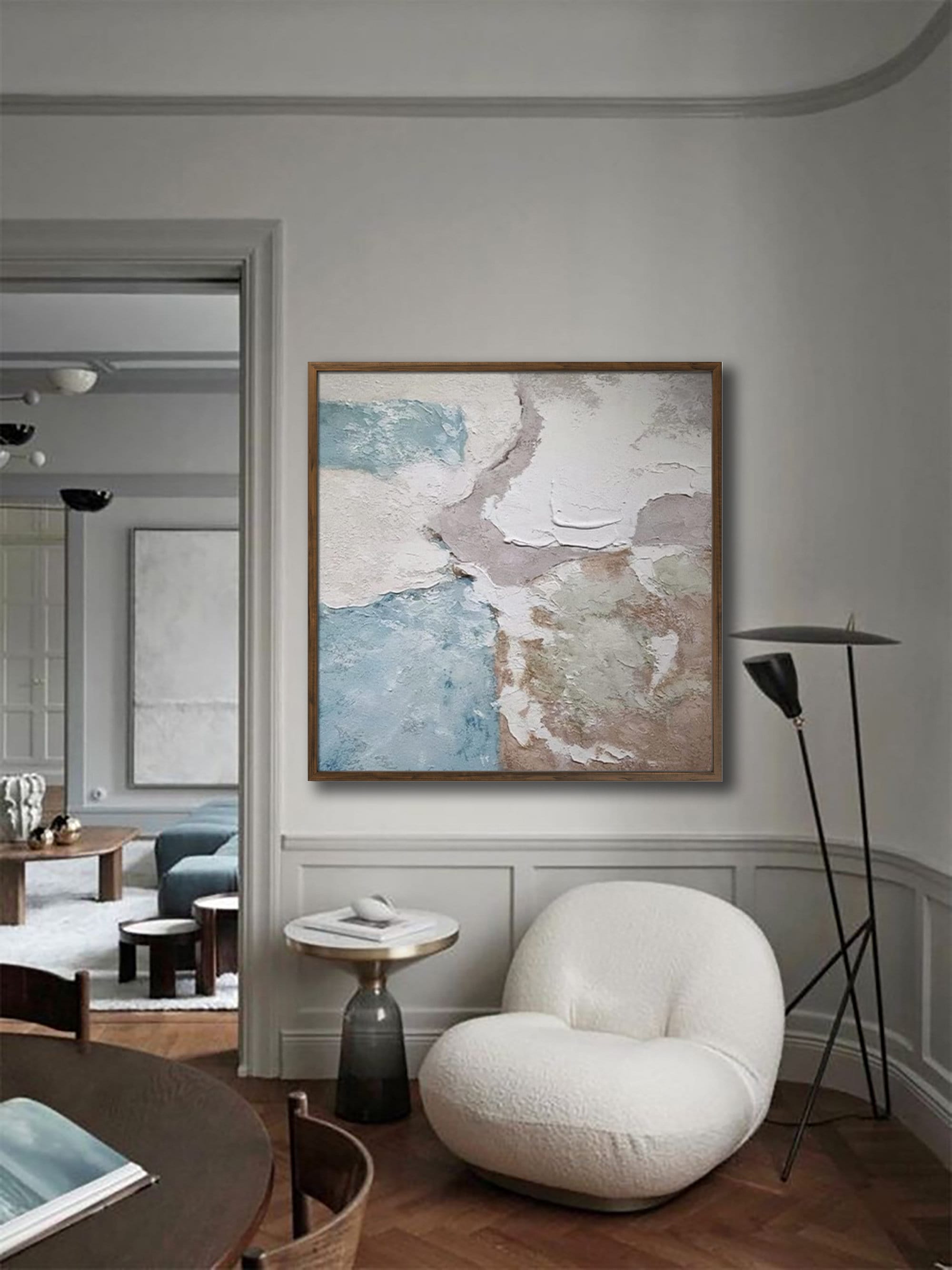 Painting Large Nordic white abstract wall white 3D texture painting ...