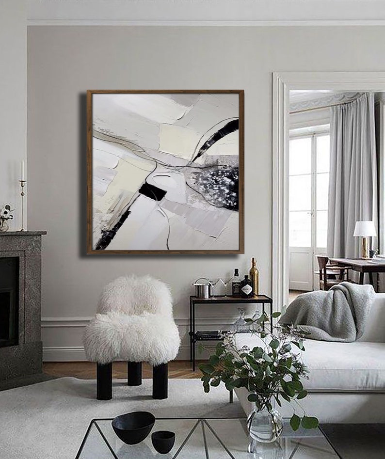 Large Abstract Painting Beige 3D Texture Painting White - Etsy