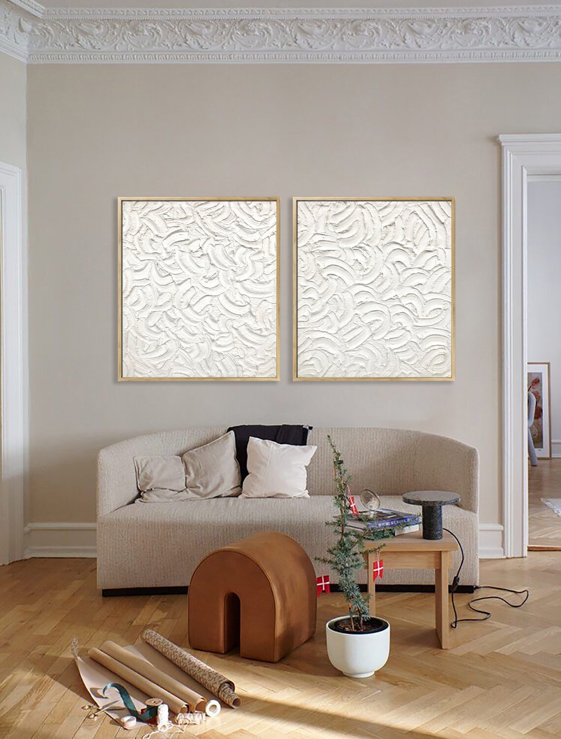 Set of 2 Plaster Art White Plaster Art New Minimalist Etsy