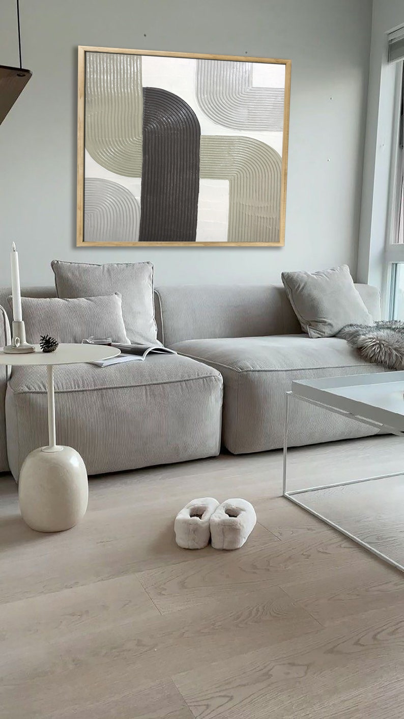 Minimalist Plaster Wall Art Light Green 3d Plaster Painting NEW