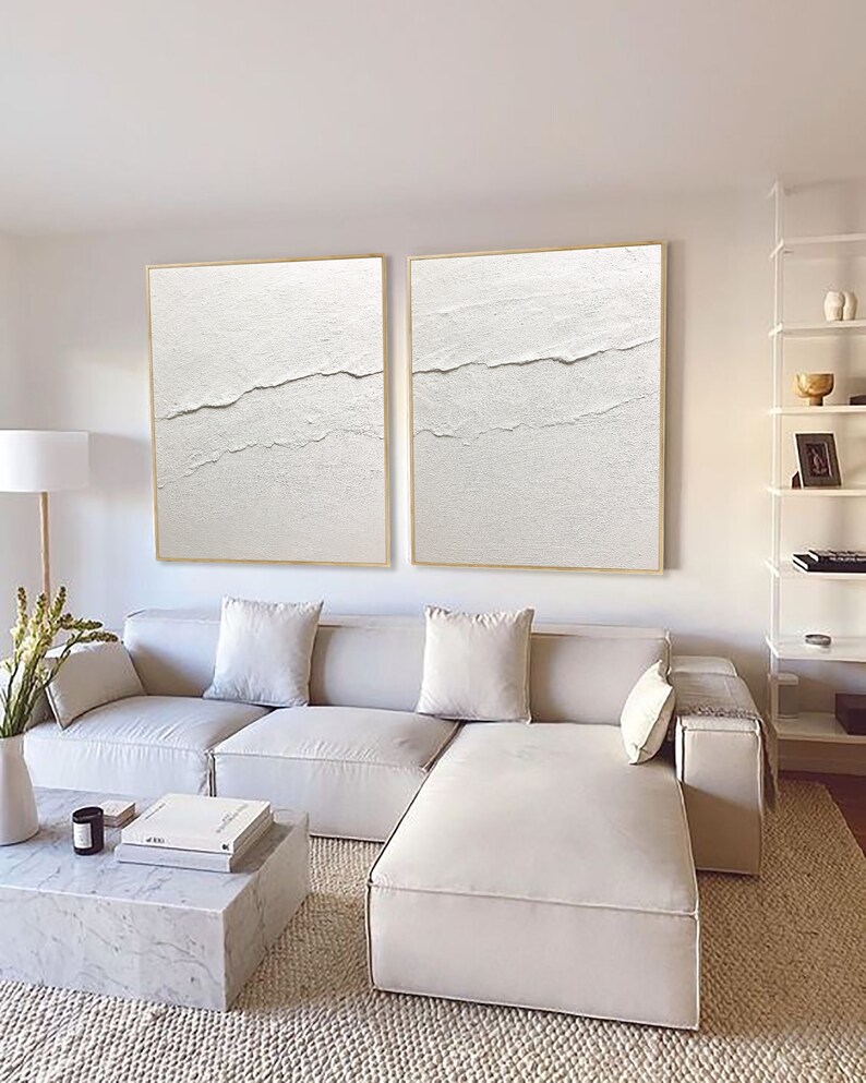Set of 2 Offwhite Wall Art 3d Texture Art Oversized Boho Etsy