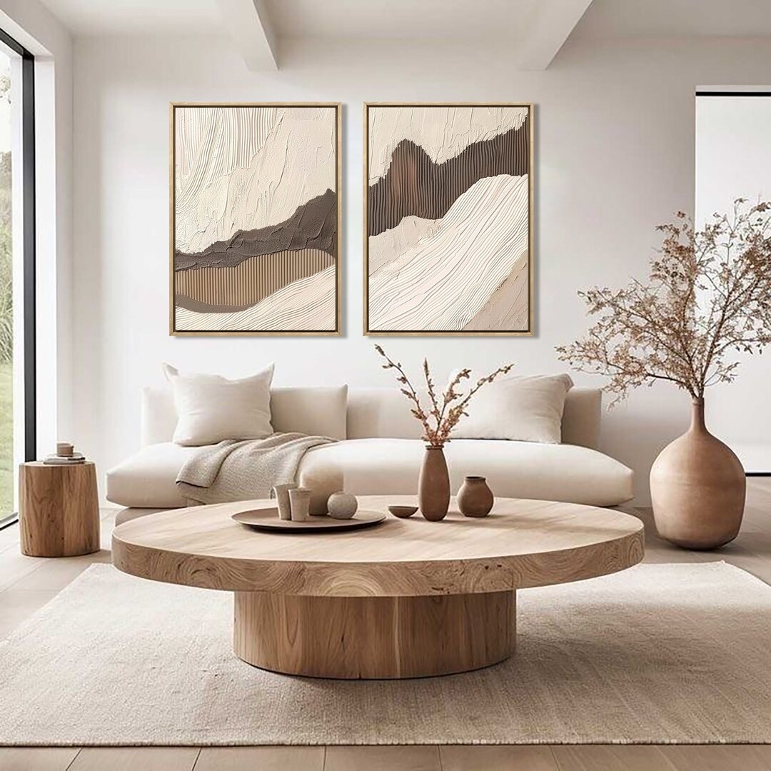 Set of 2: Mid-century Modern 3D Textured Abstract Painting ...