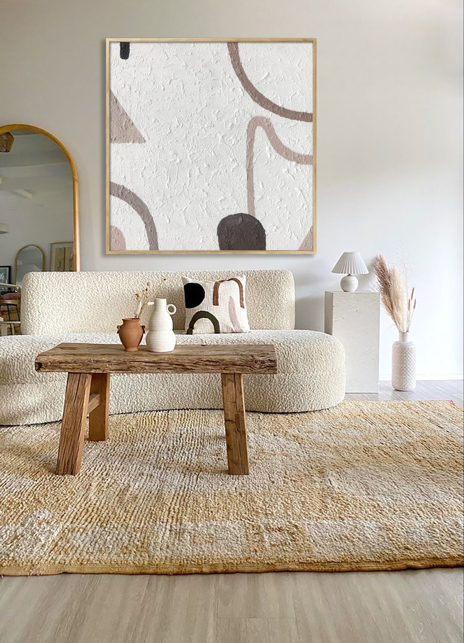 Texture Painting for Wall Art Midcentury Abstract White Neutral Decor Simple Minimalist Wall