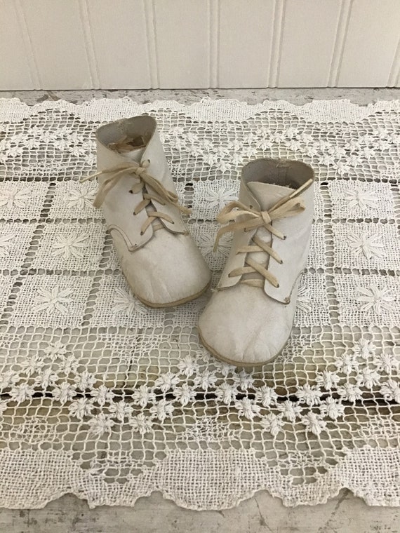 Antique Kid Leather Baby Booties - image 1
