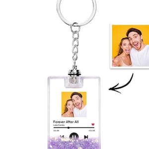 Custom Scannable Spotify Code Photo Keychain – Illuminated Quicksand Keychain Gift for Valentine’s Day, Anniversaries & Birthdays