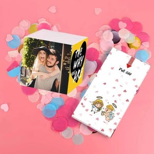 Boîte surprise photo à faire soi-même – Boîte rebondissante personnalisable avec sac cadeau pour anniversaire, mariage, Saint-Valentin, anniversaire de mariage, etc.
