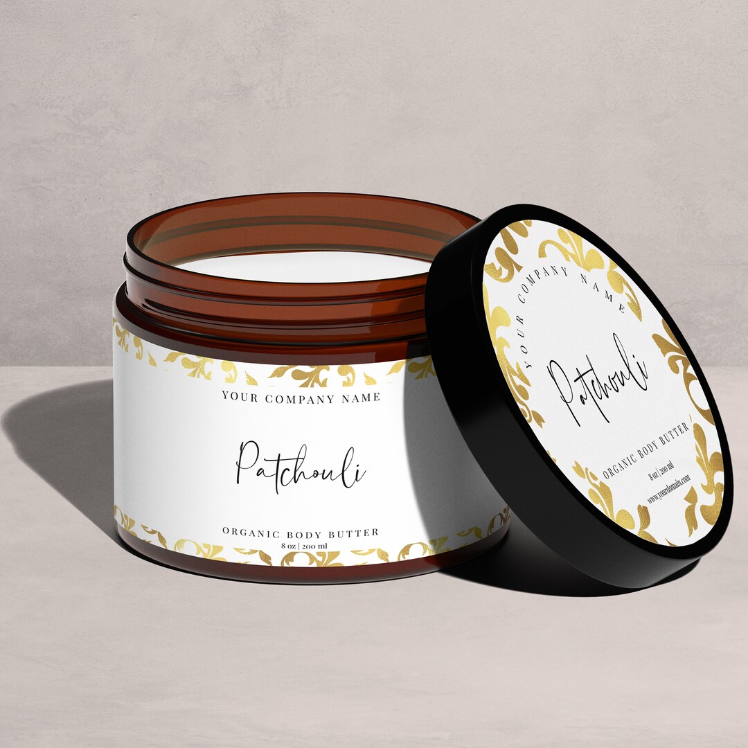 Cream Jar Label Template Editable Wrap Around Faux Gold Foil 4 - Etsy