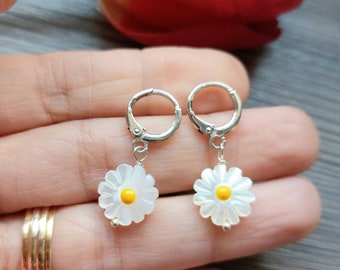 Pearl Daisy Hoop Earrings, summer jewellery