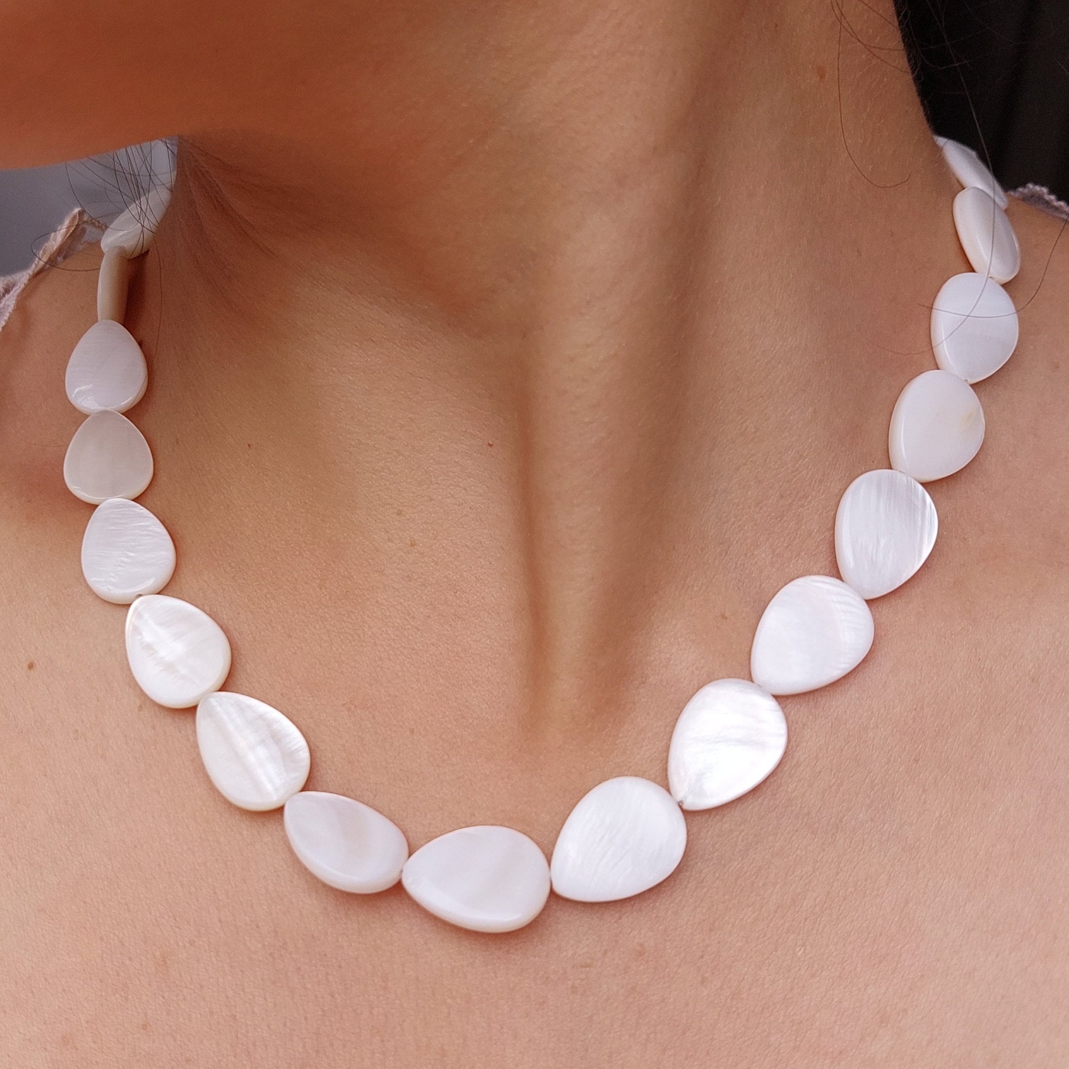 15pcs AAA Quality 12x16mm White Shell Pearl Teardrop Loose Beads - Center Drilled For Jewelry Making