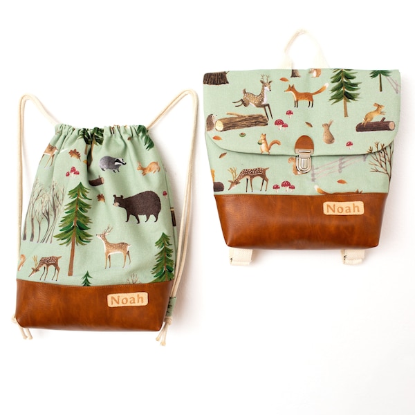 Children's backpack SET forest animals