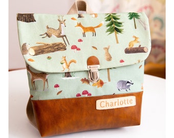 Children's backpack FOREST ANIMALS personalized gift for children