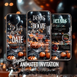 Boos & Booze Halloween Invitation, Editable Halloween Party Invitation, Instant Download