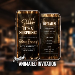 Editable Surprise Birthday Invitation, Shhh It's a Surprise, Digital Invitation, Modern Surprise Birthday Invite, Instant Download