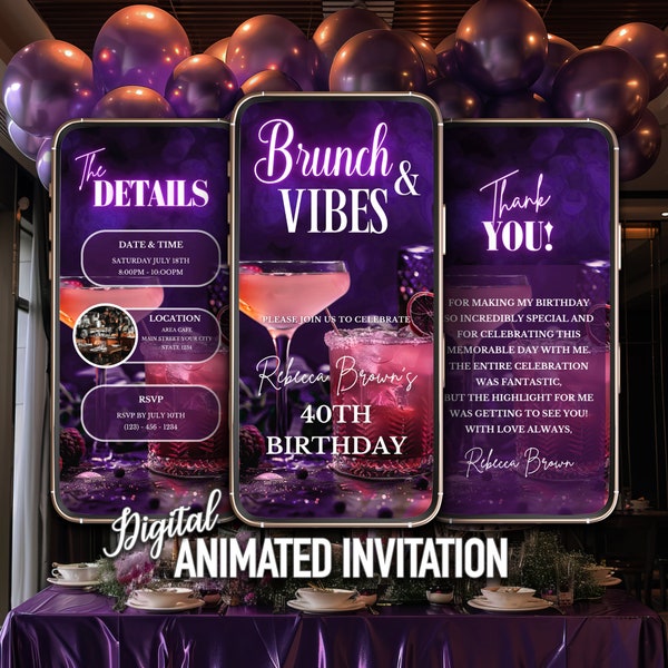 Editable Brunch Invitation, Digital Brunch Invite, Brunch Flyer, Cocktail invitation, Editable Template